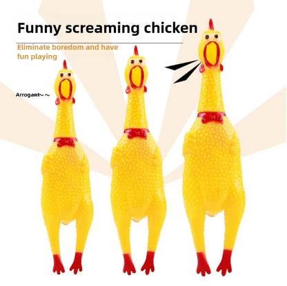 Squeaky Screaming Chicken Pet Toy Funny Molar Chew Rubber Toy Small Large Dogpet Squeaker Chew Toys Funny Chicken Puppy1Pcs