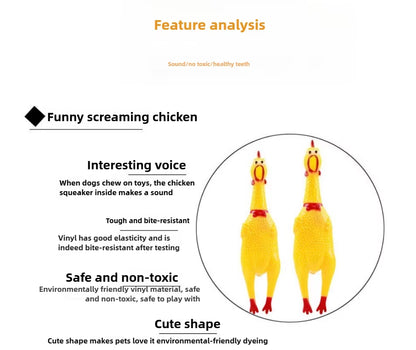 Squeaky Screaming Chicken Pet Toy Funny Molar Chew Rubber Toy Small Large Dogpet Squeaker Chew Toys Funny Chicken Puppy1Pcs
