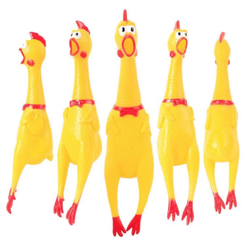 Squeaky Screaming Chicken Pet Toy Funny Molar Chew Rubber Toy Small Large Dogpet Squeaker Chew Toys Funny Chicken Puppy1Pcs